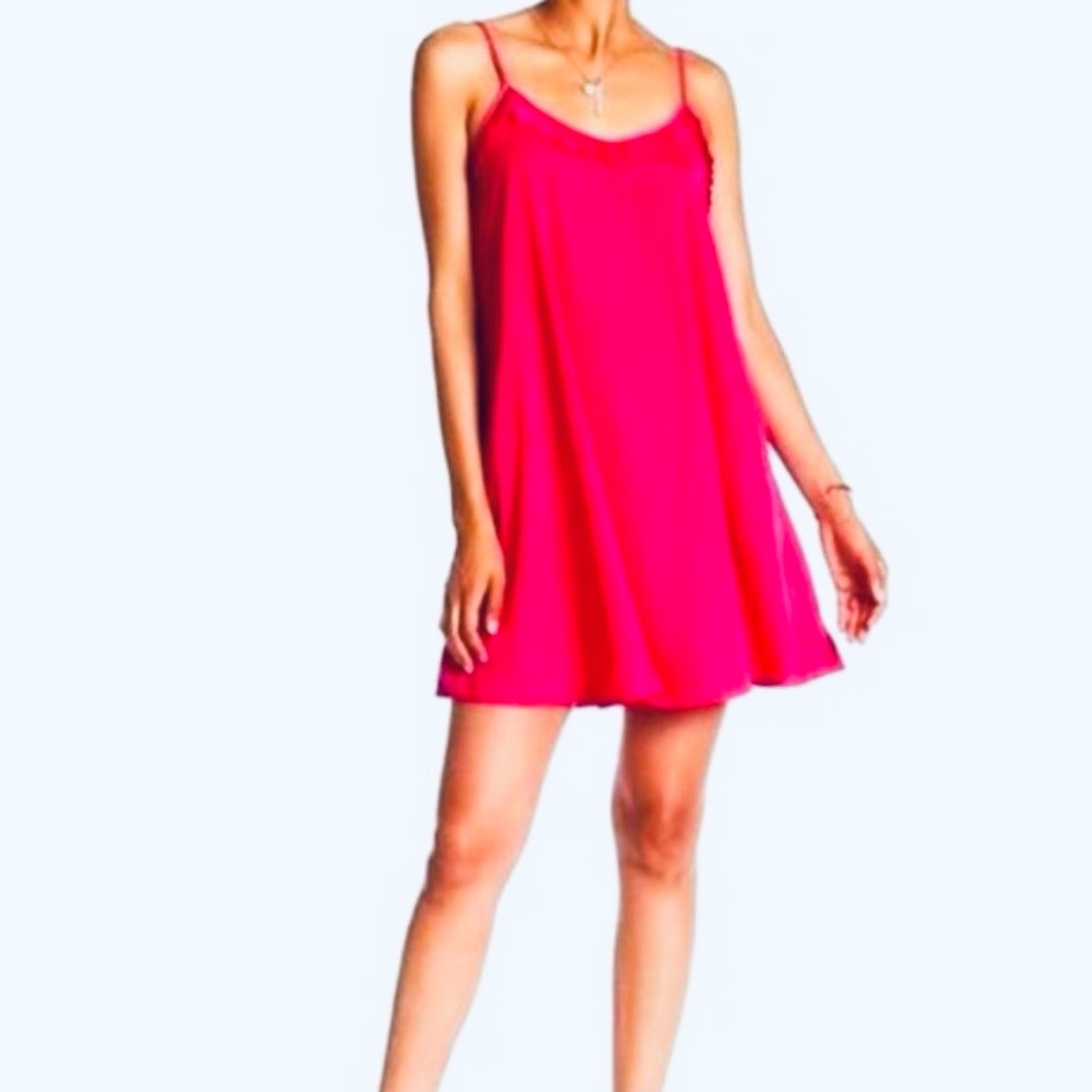 Cute, yet sexy! SPIRIT OF GRACE Hot Pink Ruffle Cami Dress, M